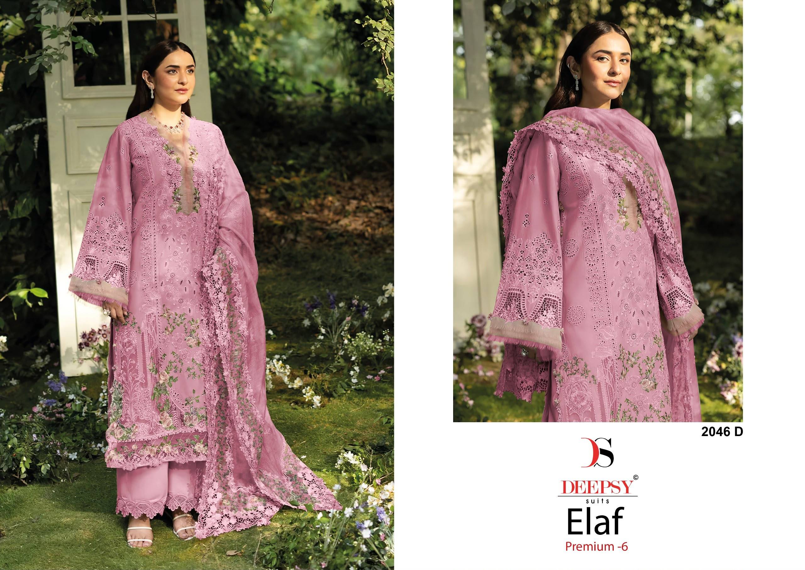 ELAF  Premium-6 Luxury Lawn by DEEPSY SUITS 2046 Series Beautiful Pakistani Suits Colorful Stylish Fancy Ethnic Wear Cotton Dresses At Wholesale